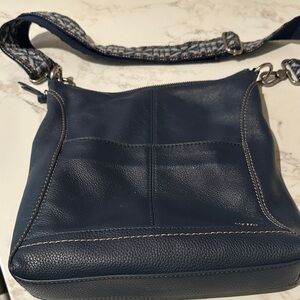 The Sak Navy Leather Crossbody Bag.  Excellent condition inside and out.